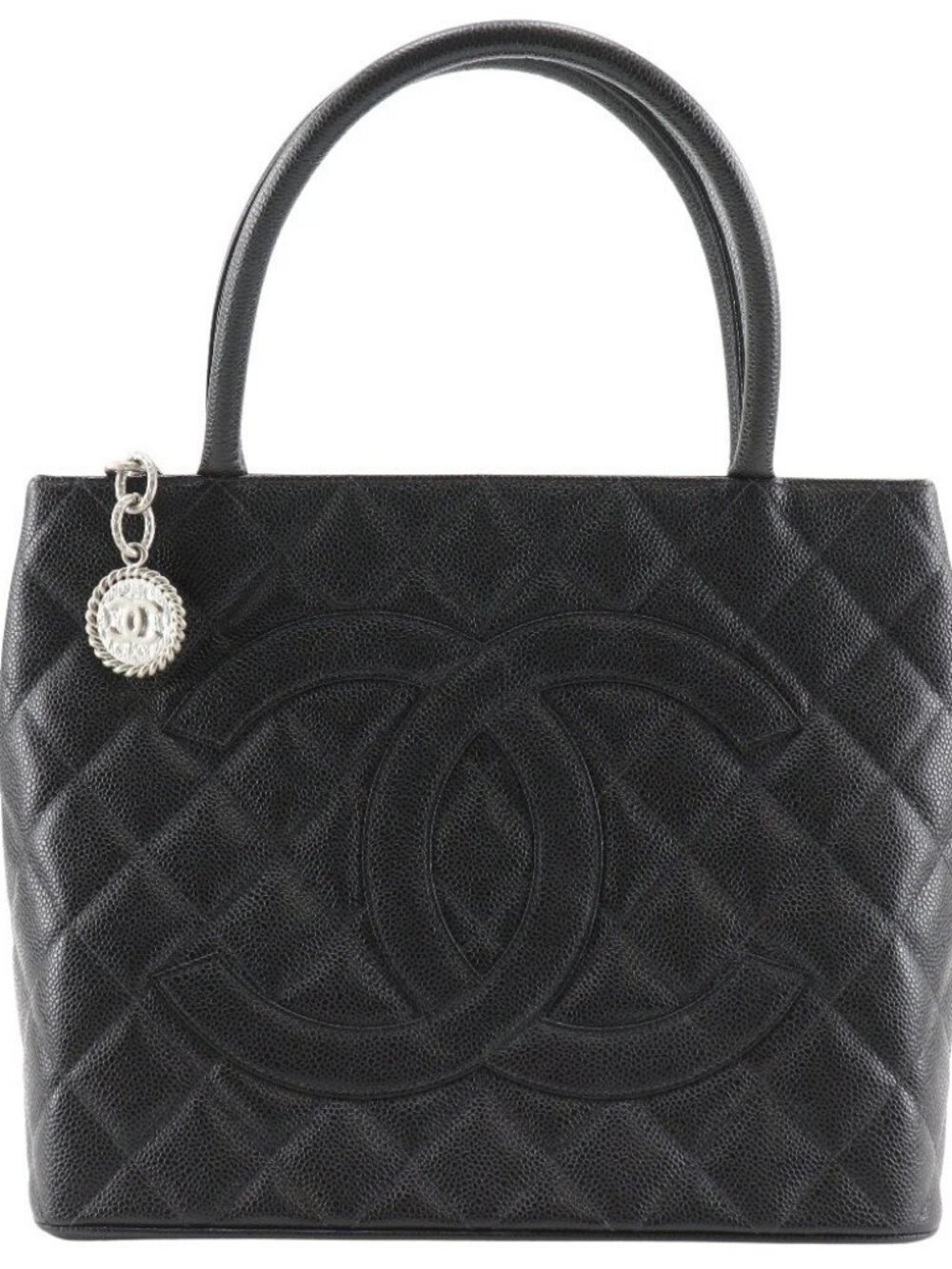 CHANEL Medallion Tote Tote Bag A01804 COCO Mark Matelasse black Caviar